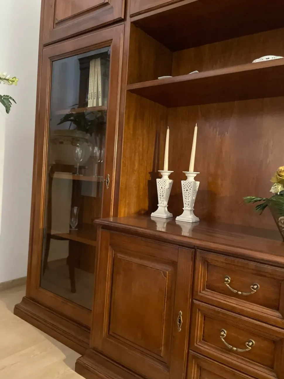 Mobile soggiorno modello Parete attrezzata classica edera di Artigianale scontato -53%