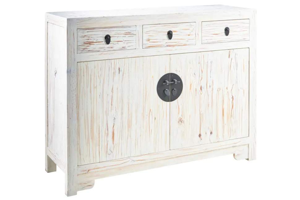 Mobile soggiorno modello credenza china in legno 3 cassetti 2 sportelli white decape' di Outlet etnico a PREZZI OUTLET