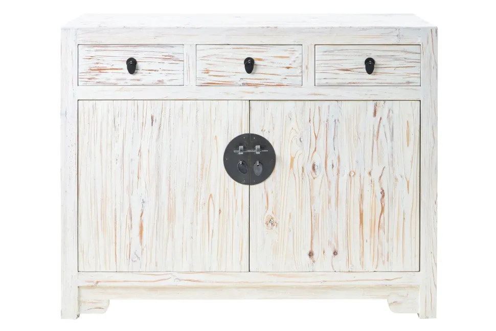 Mobile soggiorno modello credenza china in legno 3 cassetti 2 sportelli white decape' di Outlet etnico a PREZZI OUTLET