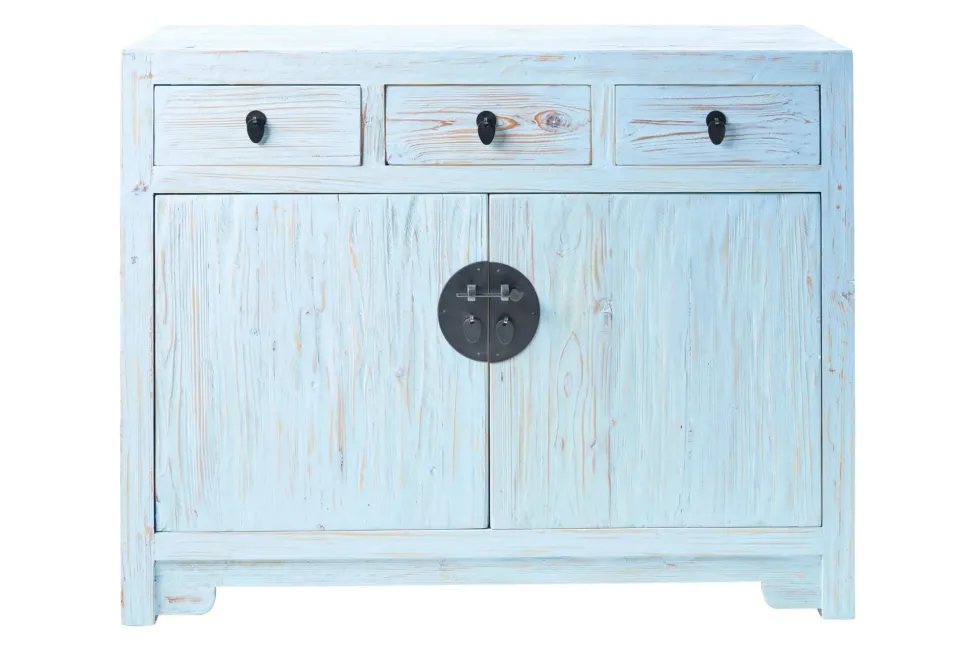 Mobile soggiorno modello credenza china in legno 3 cassetti 2 sportelli white decape' di Outlet etnico a PREZZI OUTLET