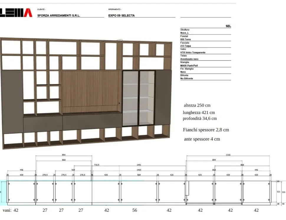 Mobile soggiorno modello Selecta di Lema scontato -50%