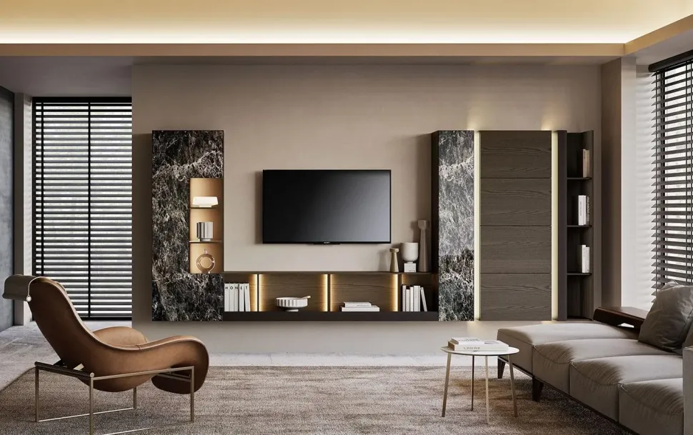 Mobile soggiorno modello Composizione horizon 1001 di Mobilgam a PREZZI OUTLET