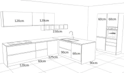 OFFERTA Cucina ad angolo con bancone LINEA di CUCINE STORE (340X215cm)