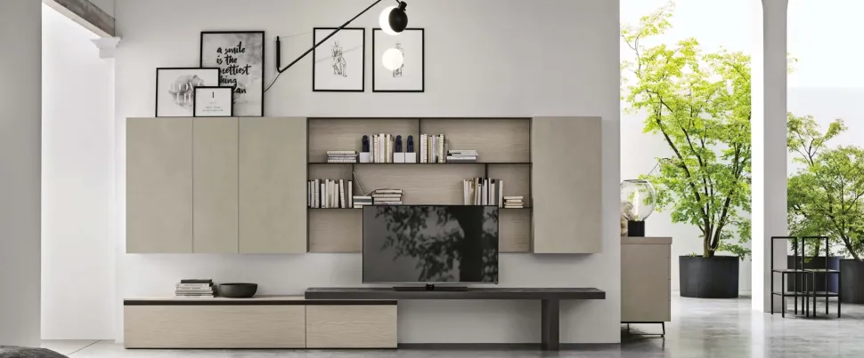 Parete attrezzata A111 Tomasella in laminato materico in Offerta Outlet