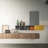 Parete attrezzata Composizione soggiorno laccato e impiallaciato legno di Alf da fre in OFFERTA OUTLET