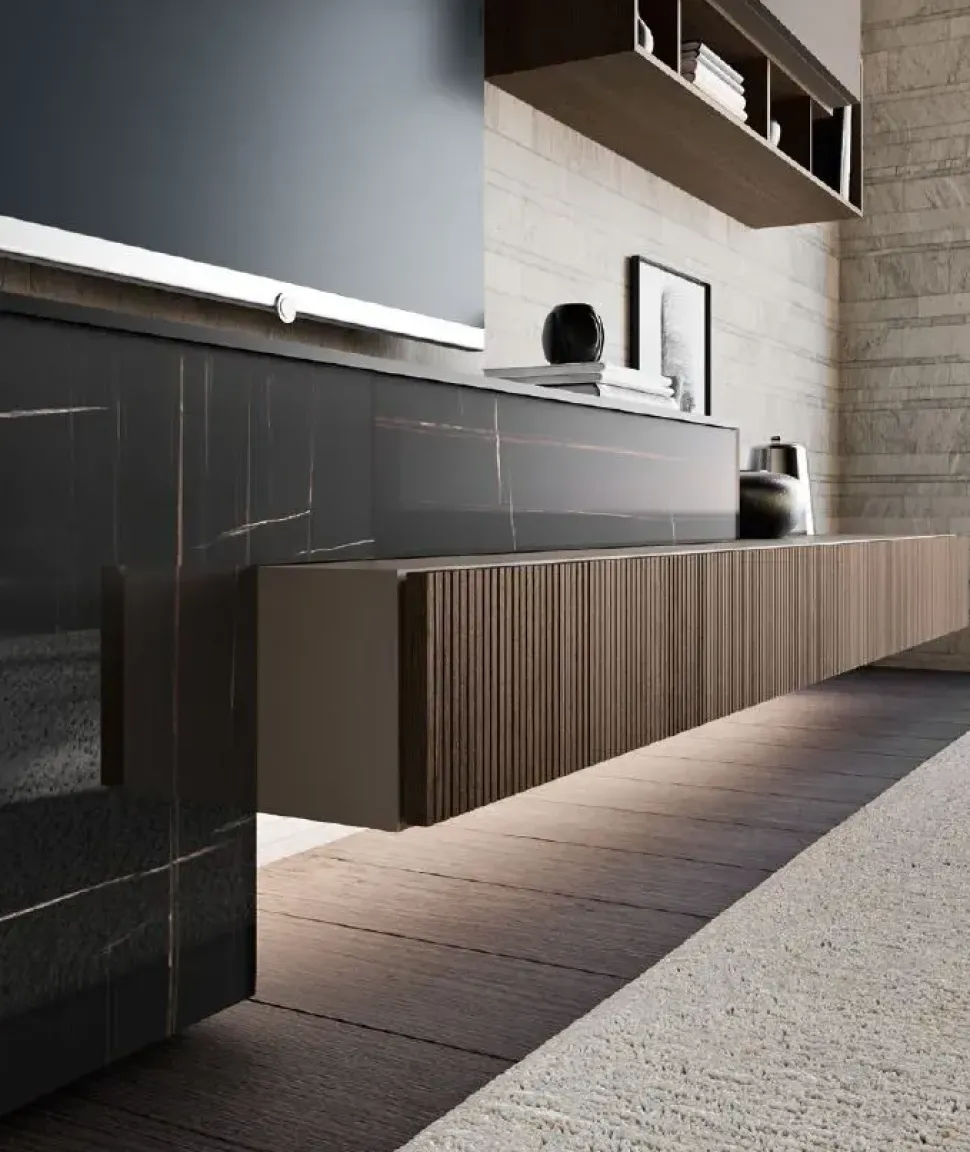 Parete attrezzata Composizione horizon 1014 Mobilgam in stile design a prezzo ribassato