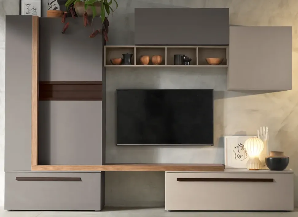 Parete attrezzata Composizione 15 Gierre mobili in stile moderno a prezzo ribassato