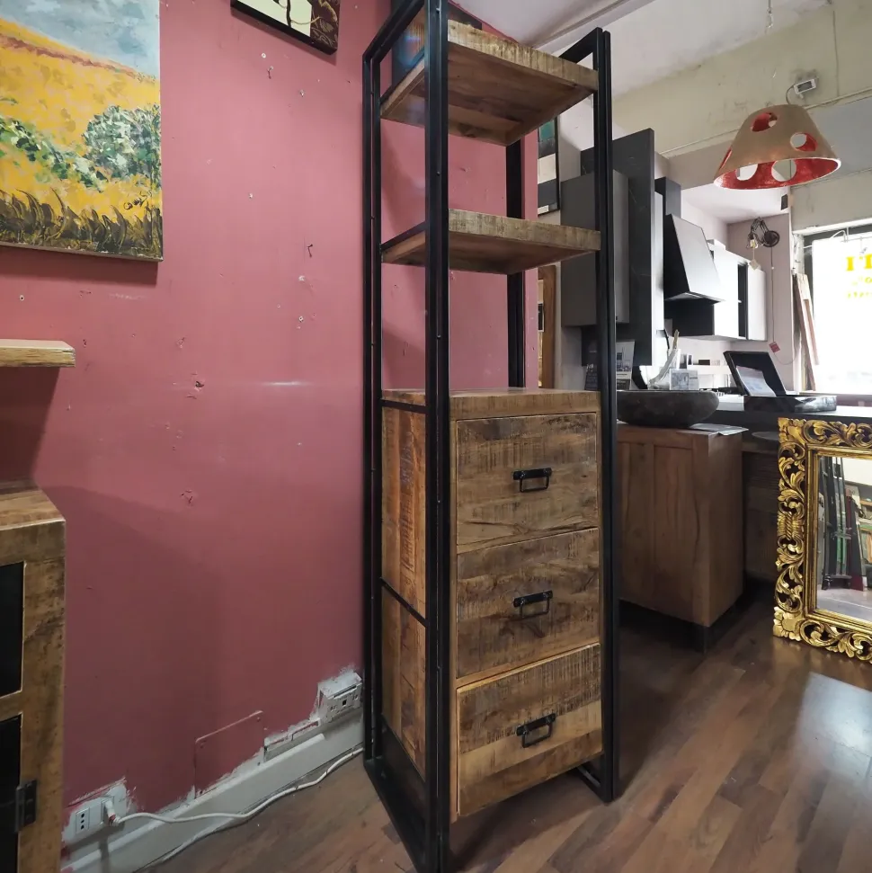 Parete attrezzata Composzione soggiorno industrial new york Outlet etnico in stile moderno a prezzo scontato