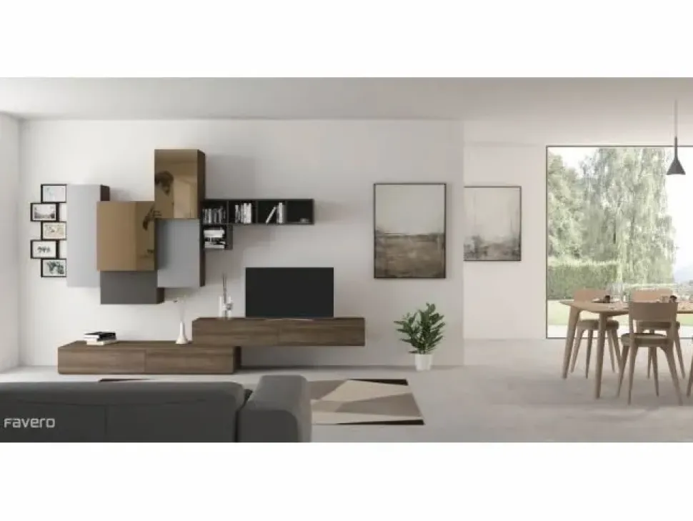 Parete attrezzata Favero Composizione Social - Riflessi 3RF 1355_A