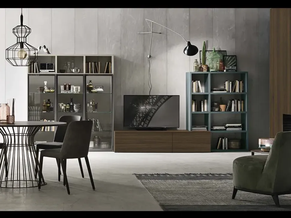 Parete attrezzata in laccato opaco stile moderno A124 Tomasella