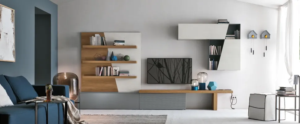 Parete attrezzata in laccato opaco stile moderno A064 Tomasella