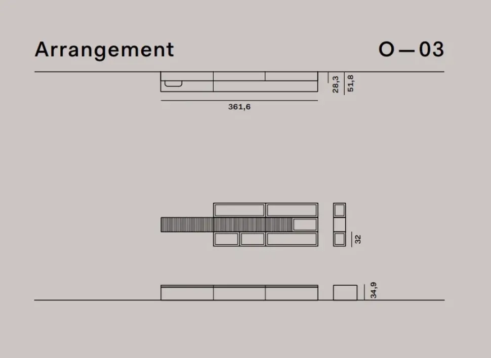 Parete attrezzata in legno stile moderno Outline o-03 Novamobili