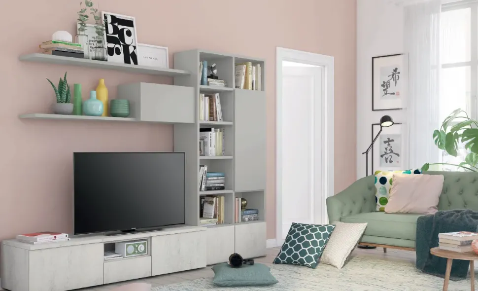 Parete attrezzata in stile moderno S312 di Colombini casa a prezzo Outlet