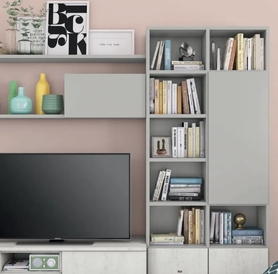 Parete attrezzata in stile moderno S312 di Colombini casa a prezzo Outlet