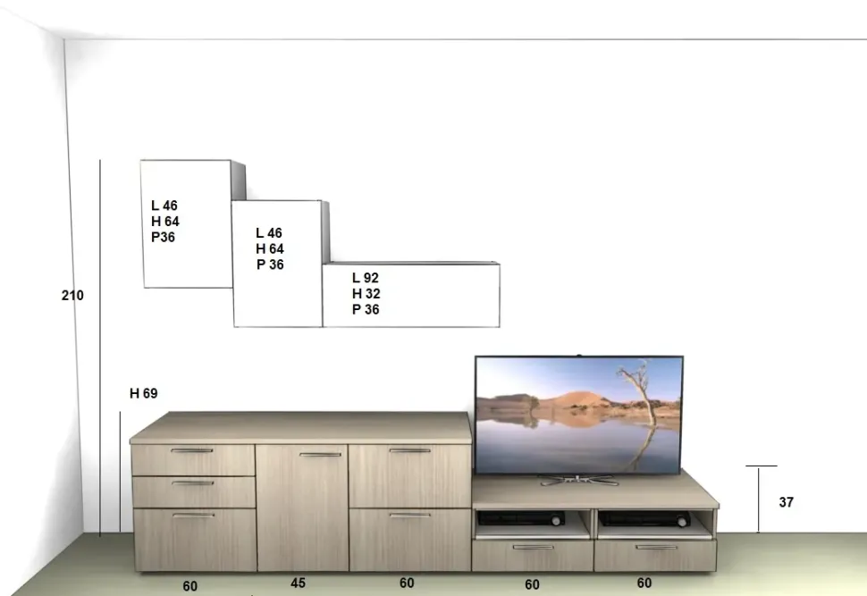 Parete attrezzata in stile moderno Colombini in laminato materico Offerta Outlet
