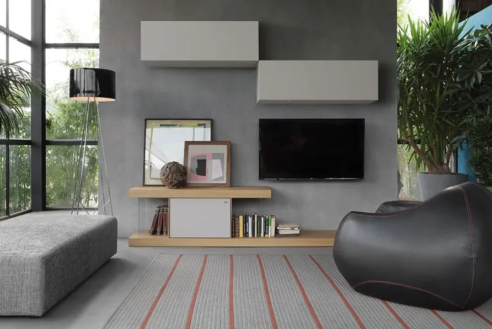 Parete attrezzata in stile design F2/ form line 242 con pensili di Forme’s in Offerta Outlet