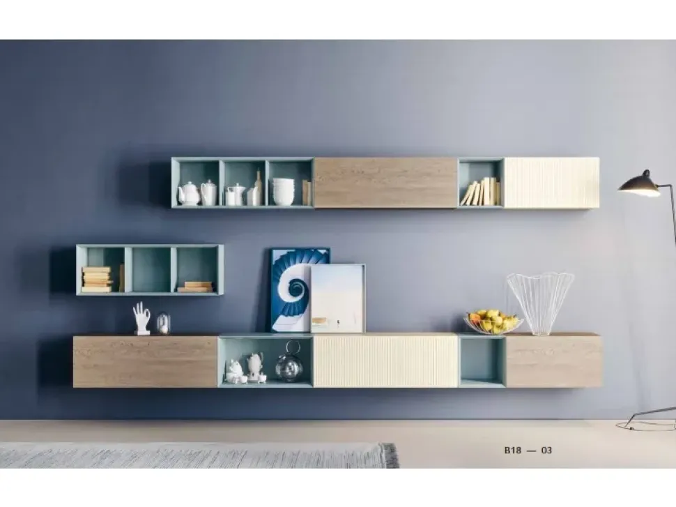 Parete attrezzata in stile moderno Novamobili in legno Offerta Outlet