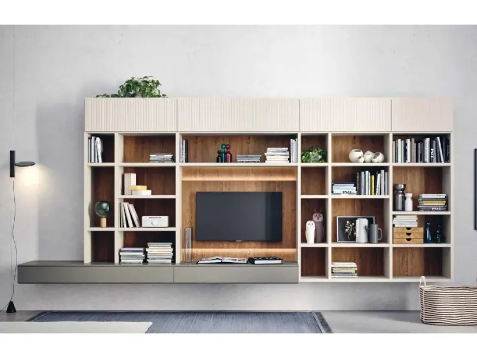 Parete attrezzata Novamobili in legno Wall w30-01 a prezzo Outlet