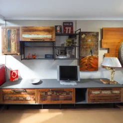 Parete attrezzata Parete soggiorno industrial e legno di Nuovi mondi collection in OFFERTA OUTLET