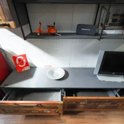 Parete attrezzata Parete soggiorno industrial e legno di Nuovi mondi collection in OFFERTA OUTLET