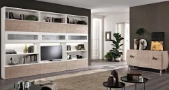 Parete attrezzata Parete  fresata  frassino bianco e noce natura Md work in stile moderno a prezzo scontato