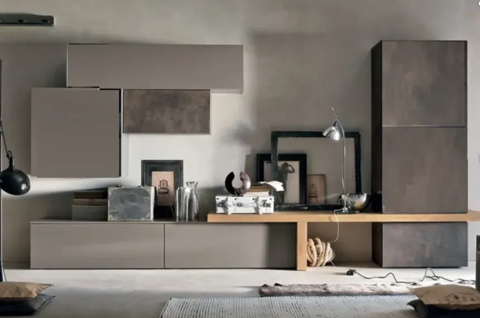 Parete attrezzata Parete attrezzata industrial Nuovi mondi collection in stile moderna a prezzo scontato