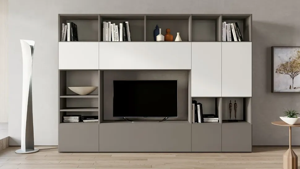 Parete attrezzata Ptg312 Santalucia in stile moderna a prezzo ribassato