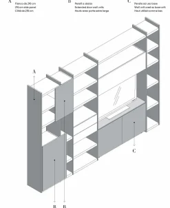 Parete attrezzata Qsm 624 Imab in stile moderno a prezzo ribassato