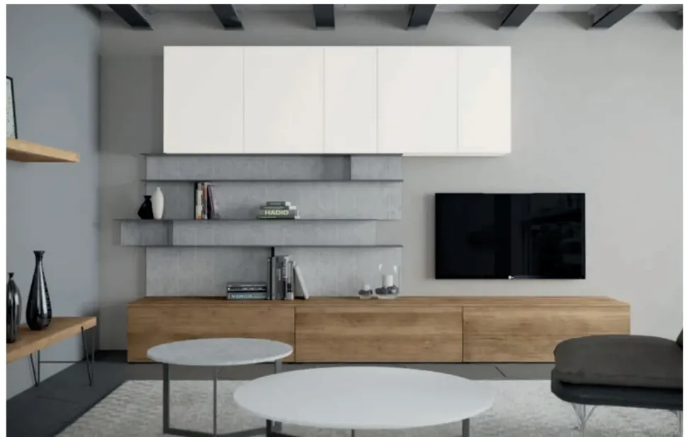 Parete attrezzata Tomasella in laminato materico Atlante skt32 a prezzo Outlet