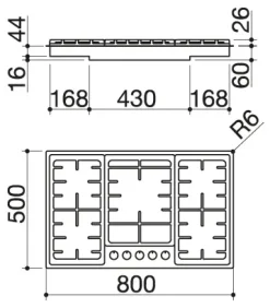 Piano cottura di ottima fattura di Barazza modello Officina 1pof80  SCONTATO