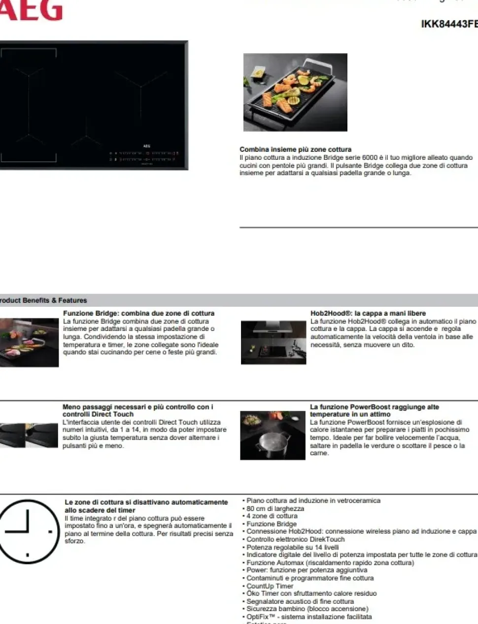 Piano cottura modello Aeg ikk8443fb induzione Aeg a PREZZI OUTLET