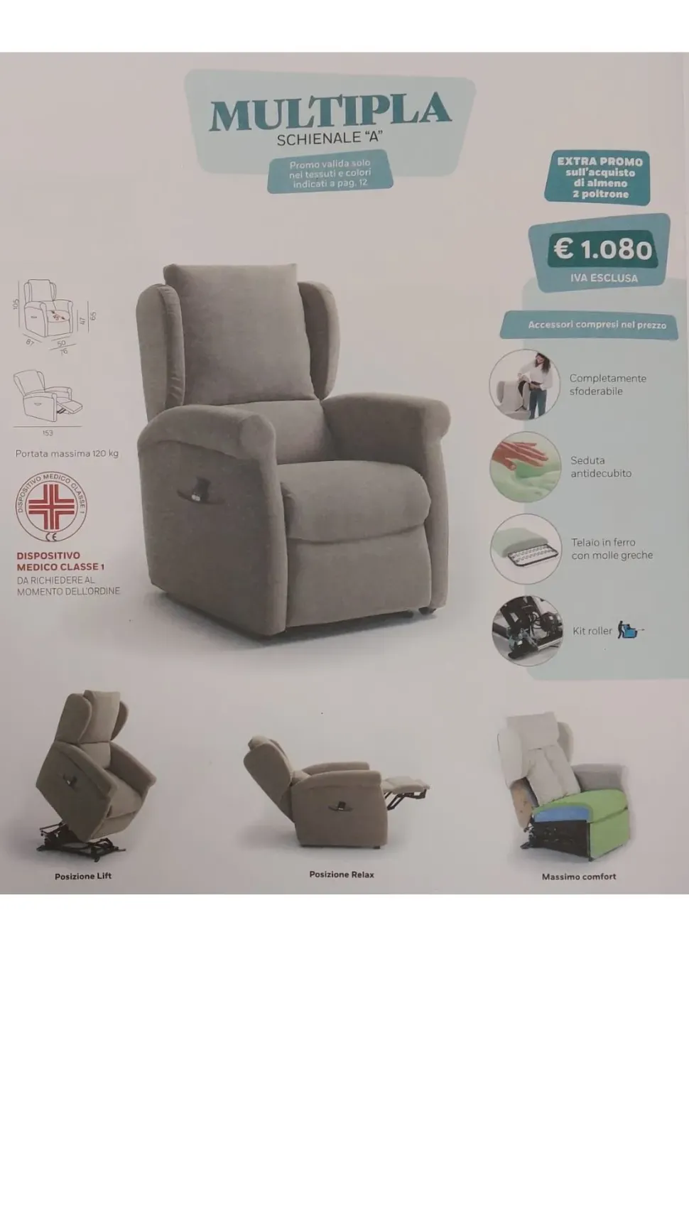 Poltrona in Tessuto Multipla Vitarelax a prezzo Outlet