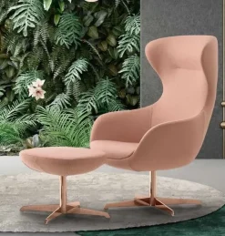 Poltrona Poltrona oro rosa con poggiapiedi Md work in Tessuto SCONTATA