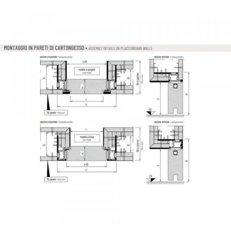 Porta moderna Artigianale Marca scrigno - porta battente filo muro scrigno filo 44 - filo parete da verniciare in opera SCONTATA