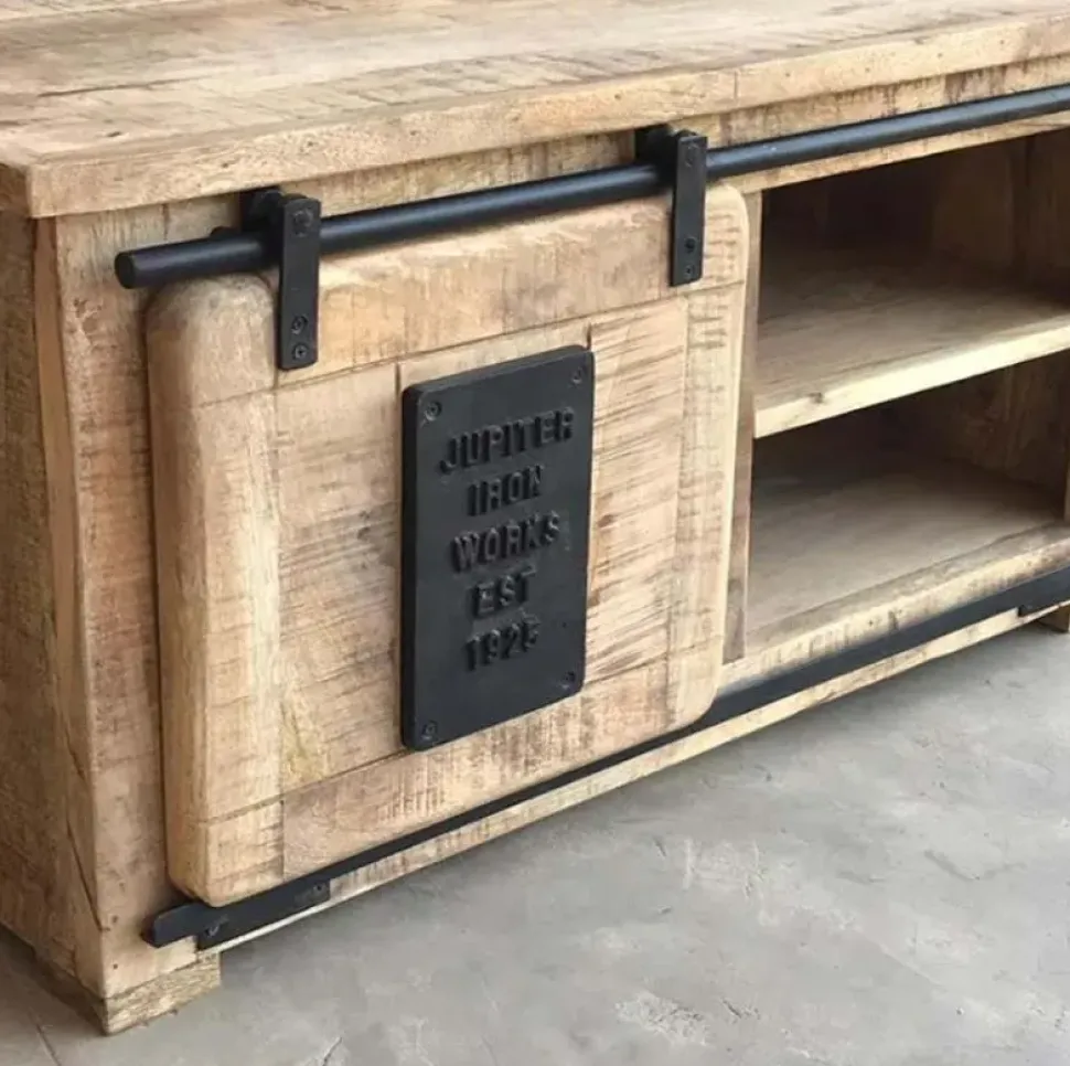 Porta tv di Outlet etnico modello Portatv jupiter naturale industriale a PREZZI OUTLET