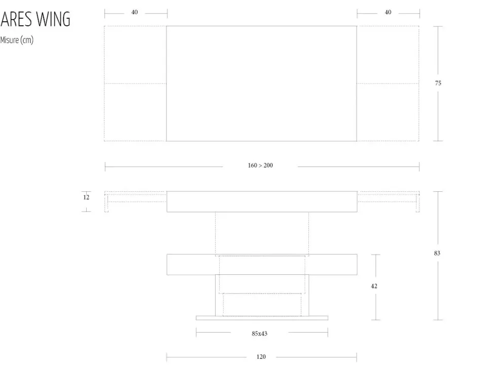 Prezzi ribassati per il tavolino moderno Ares wing di Altacom