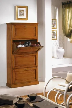 Scarpiera modello Scarpiera in legno massello a 4 scomparti in promo-sconto del 50% Artigianale in legno a prezzo scontato