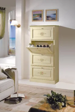 Scarpiera modello Scarpiera in legno massello a 4 scomparti in promo-sconto del 50% Artigianale in legno a prezzo scontato