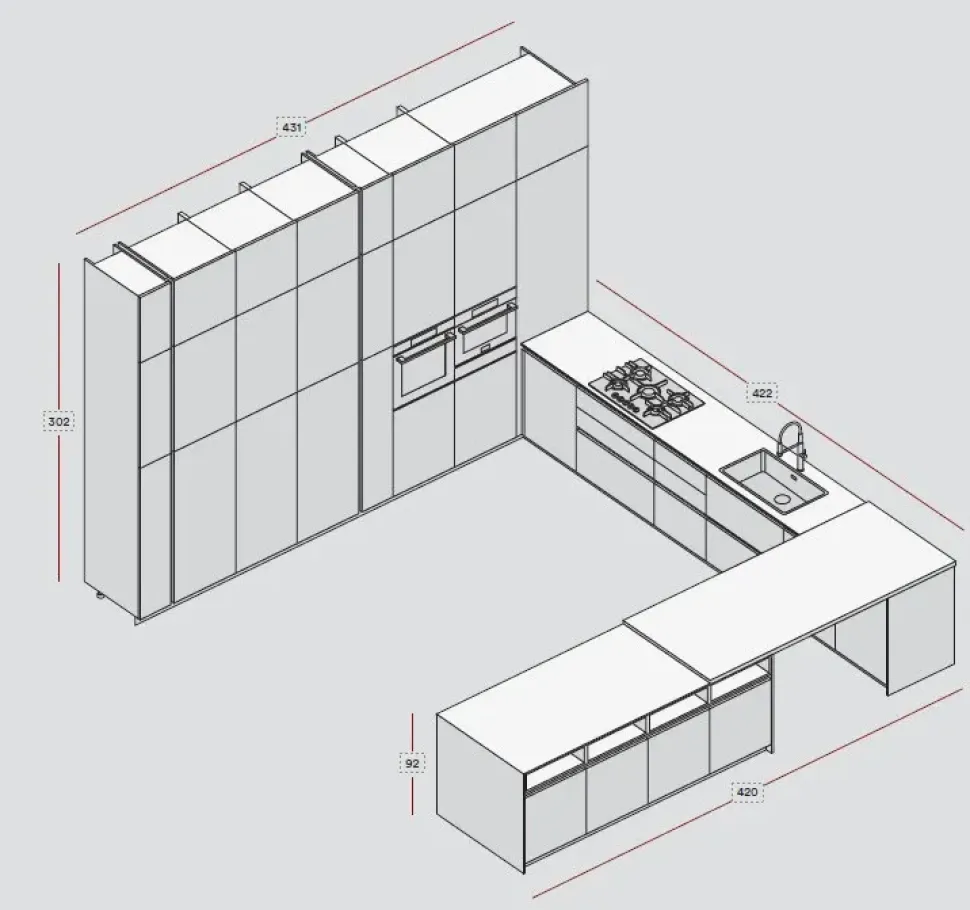 Scopri la cucina Lungomare compo 10 di Colombini casa in OFFERTA OUTLET