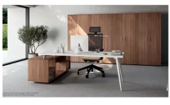 Scrivania direzionale in legno Ufficio completo a marchio Flycom a prezzi outlet