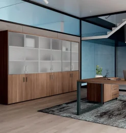 Scrivania direzionale in legno E ufficio completo stratos plus  a marchio Flycom con forte sconto