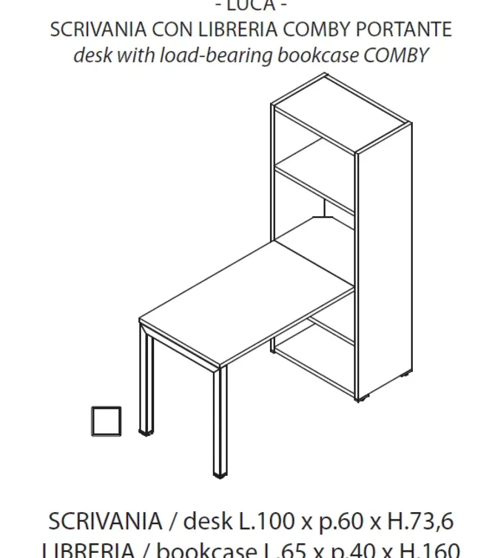 Scrivania direzionale in legno Luca - postazione home office con sedia Las mobili a prezzi convenienti
