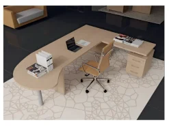 Scrivania direzionale in legno Con allungo plano e sedia Flycom con forte sconto