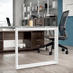 Scrivania direzionale in vetro Postazione ufficio completa stratos plus Flycom a prezzi convenienti