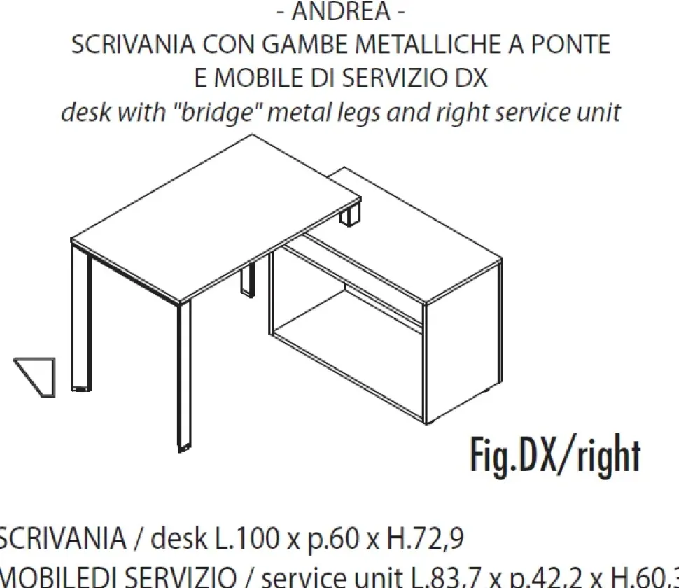 Scrivania direzionale in legno Andrea - postazione home officecon sedia a marchio Las mobili a prezzi convenienti