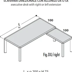 Scrivania direzionale in legno Direzionale iulio a marchio Las mobili a prezzi convenienti