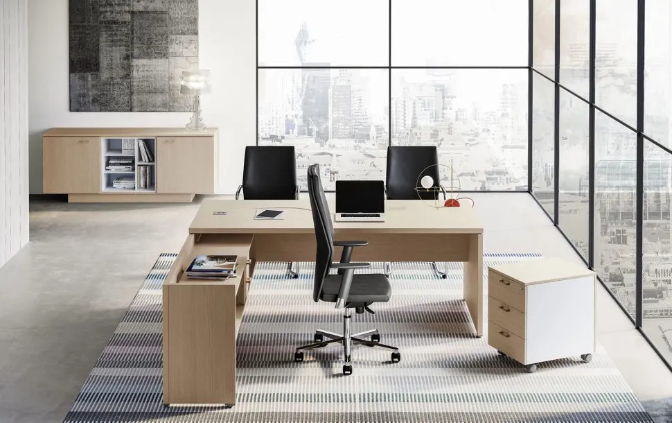 Scrivania direzionale modello Delta - composizione ufficio completo in legno ad un prezzo speciale