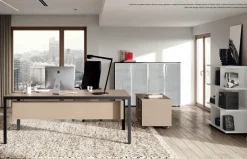 Scrivania direzionale Scrivania direzionale eos con armadi in legno Flycom a prezzo Outlet