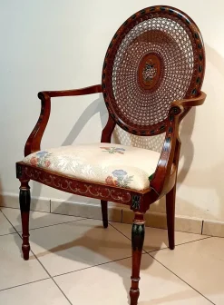 SEDIA Collezione esclusiva Poltroncina noce imbottita schienale paglia di vienna a PREZZO OUTLET