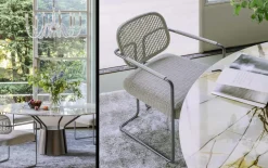 Sedia da soggiorno realizzata in tessuto Arno di Flou